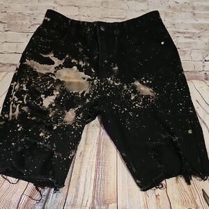 Shein XL‎ Highwaisted DIY ACID Wash Baggy Cut Off Bermuda Jorts Jean